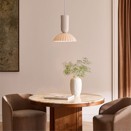 Jeanne Fluted White Porcelain Dome Pendant Light