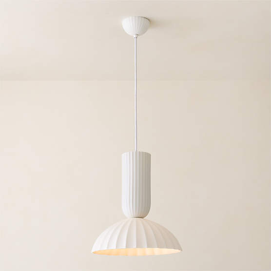 Jeanne Fluted White Porcelain Dome Pendant Light