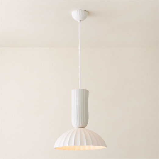 Jeanne Fluted White Porcelain Dome Pendant Light