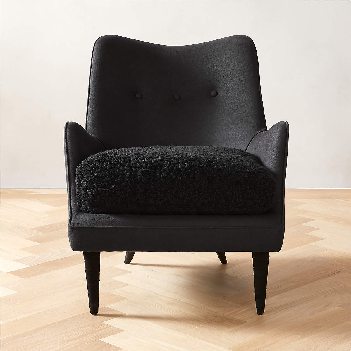 Jed Black Shearling Chair + Reviews | CB2