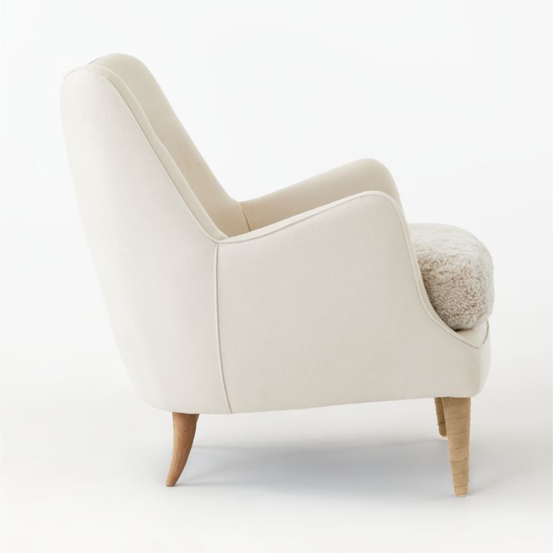 Jed Linen and Shearling Chair with Natural Legs by Ross Cassidy - image 6 of 10