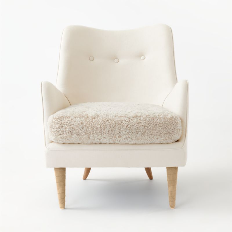 Jed Linen and Shearling Chair with Natural Legs by Ross Cassidy - image 4 of 10