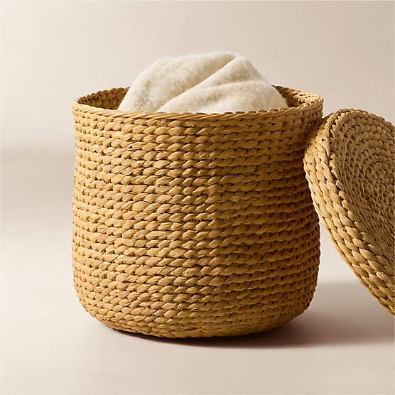 Jessa Handwoven Round Storage Basket with Lid