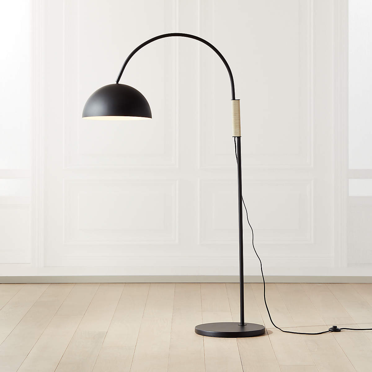 Jett Black Arched Floor Lamp + Reviews CB2