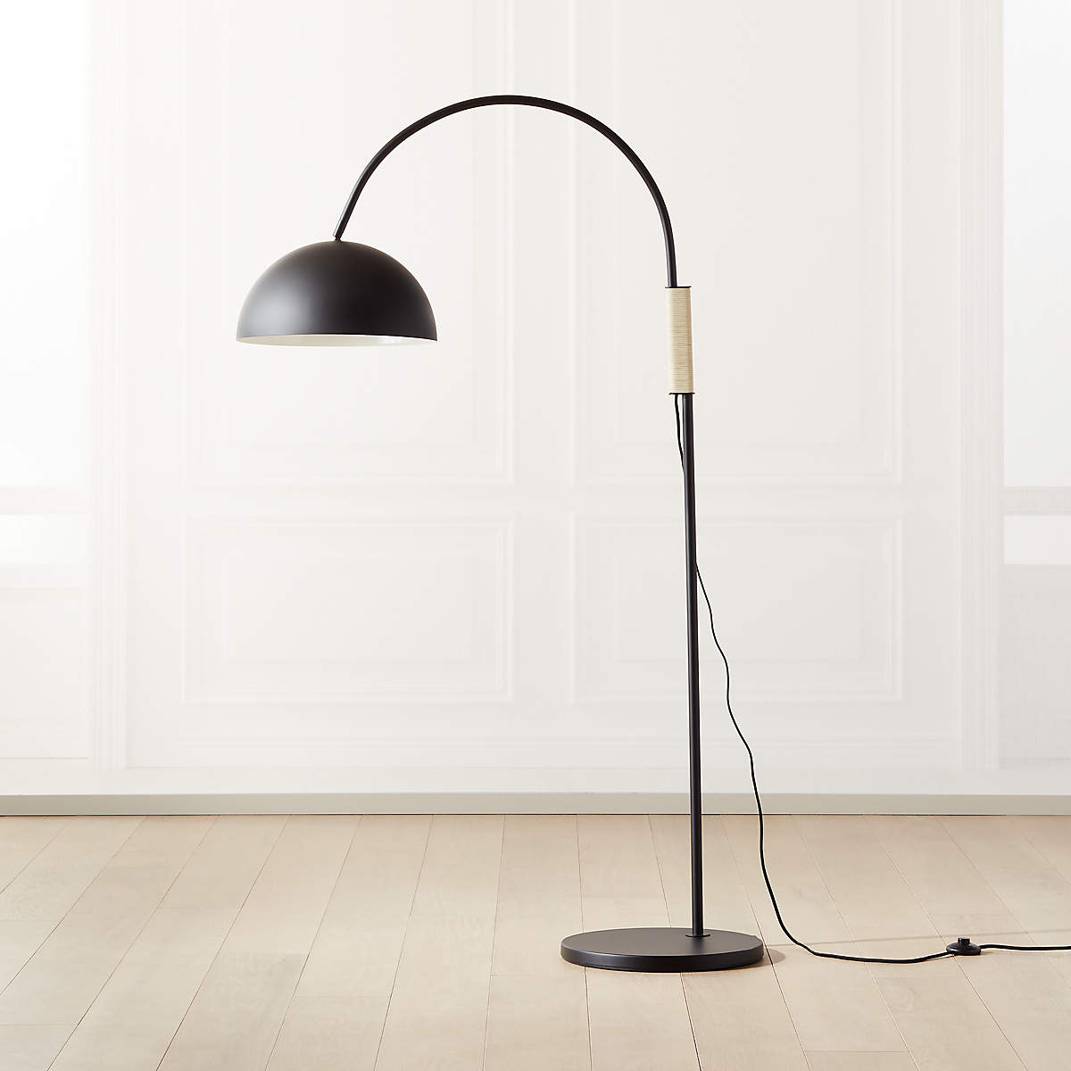 Jett Black Arched Floor Lamp + Reviews CB2