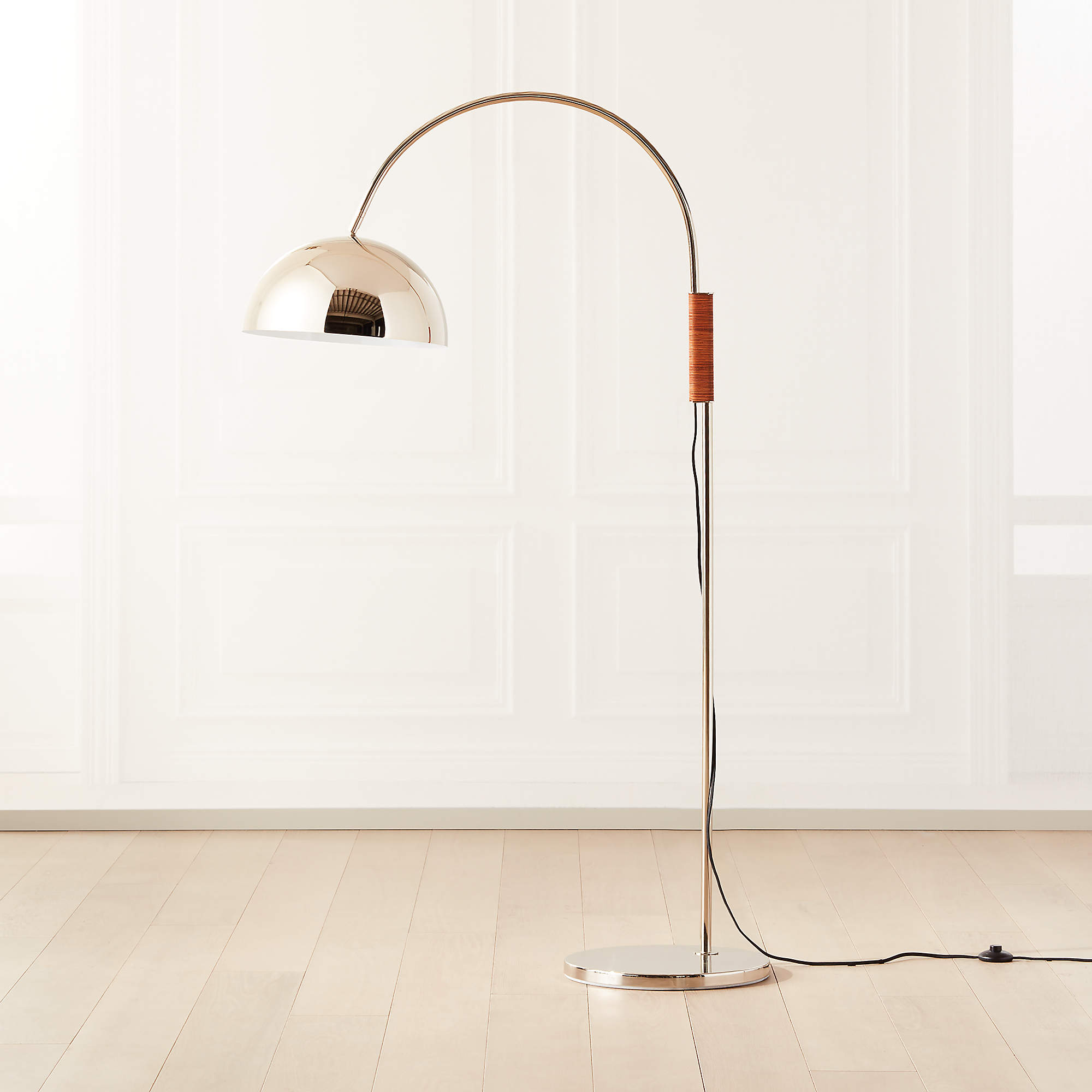 Jett Champagne Arched Floor Lamp + Reviews CB2