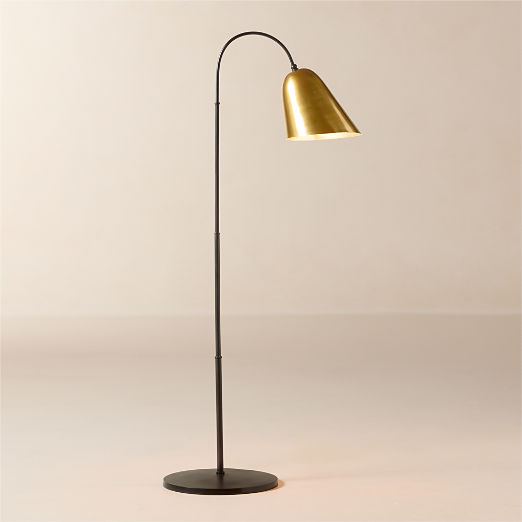 Jo Aged And Blackened Brass Floor Lamp by Kay Fisker 56"