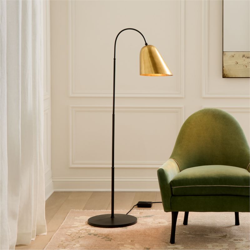 Jo Aged And Blackened Brass Floor Lamp by Kay Fisker 56" - image 1 of 5