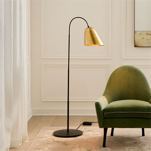 Jo Aged And Blackened Brass Floor Lamp by Kay Fisker 56"