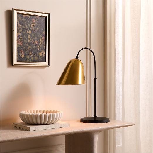Jo Aged And Blackened Brass Table Lamp by Kay Fisker 23"