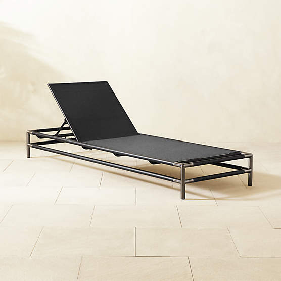 Jolena Black Metal and Sunbrella® Outdoor Sun Lounger