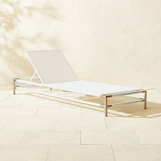 Jolena White Metal and Sunbrella® Outdoor Sun Lounger