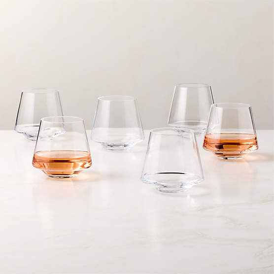 Joplin Clear Stemless Wine Glasses Set of 6