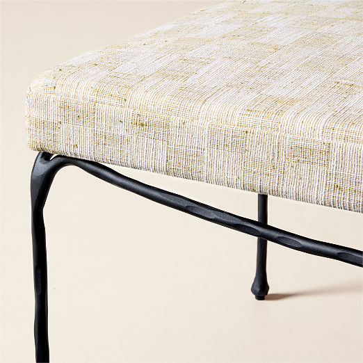 Journey 60" White and Light Brown Upholstered Bench