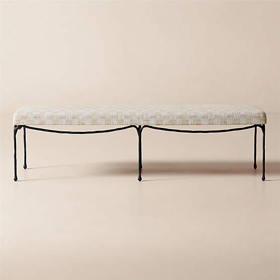 Journey 60" White and Light Brown Upholstered Bench