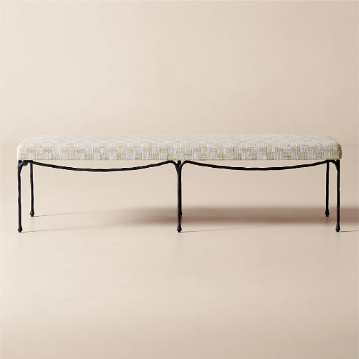 Journey 60" White and Light Brown Upholstered Bench
