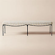 Journey 60" White and Light Brown Upholstered Bench