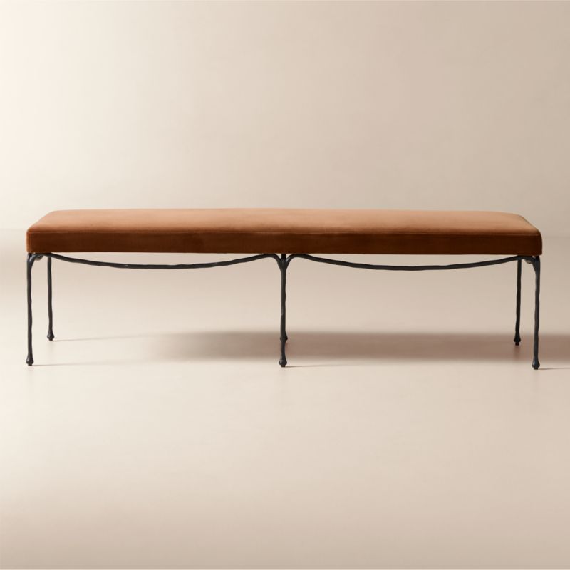 Journey 60" Terracotta Red Velvet Bench - image 0 of 9