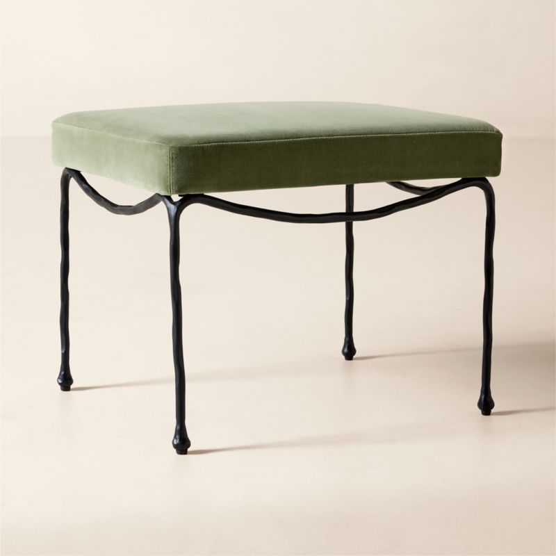 Journey Sage Green Velvet Stool - image 1 of 4