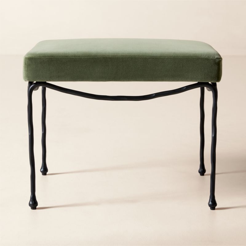 Journey Sage Green Velvet Stool - image 0 of 4