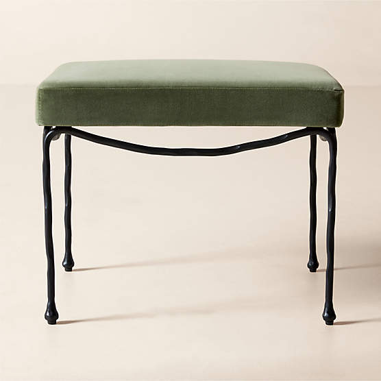 Journey Sage Green Velvet Stool