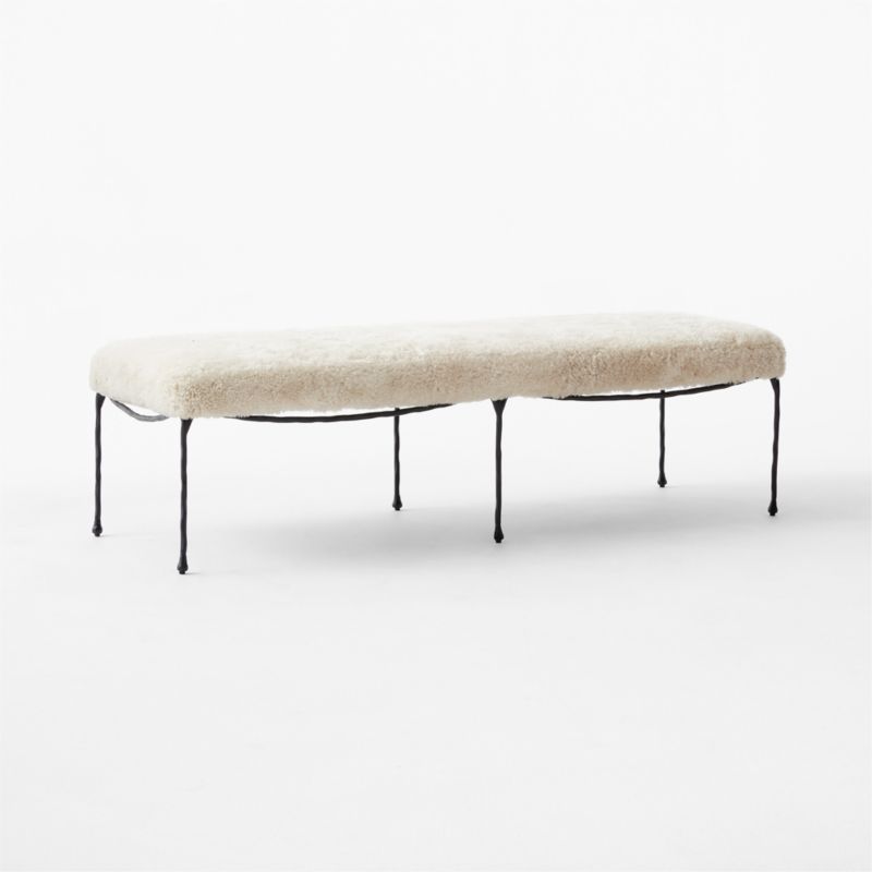 Journey 60" Cream Shearling Bench - image 4 of 7