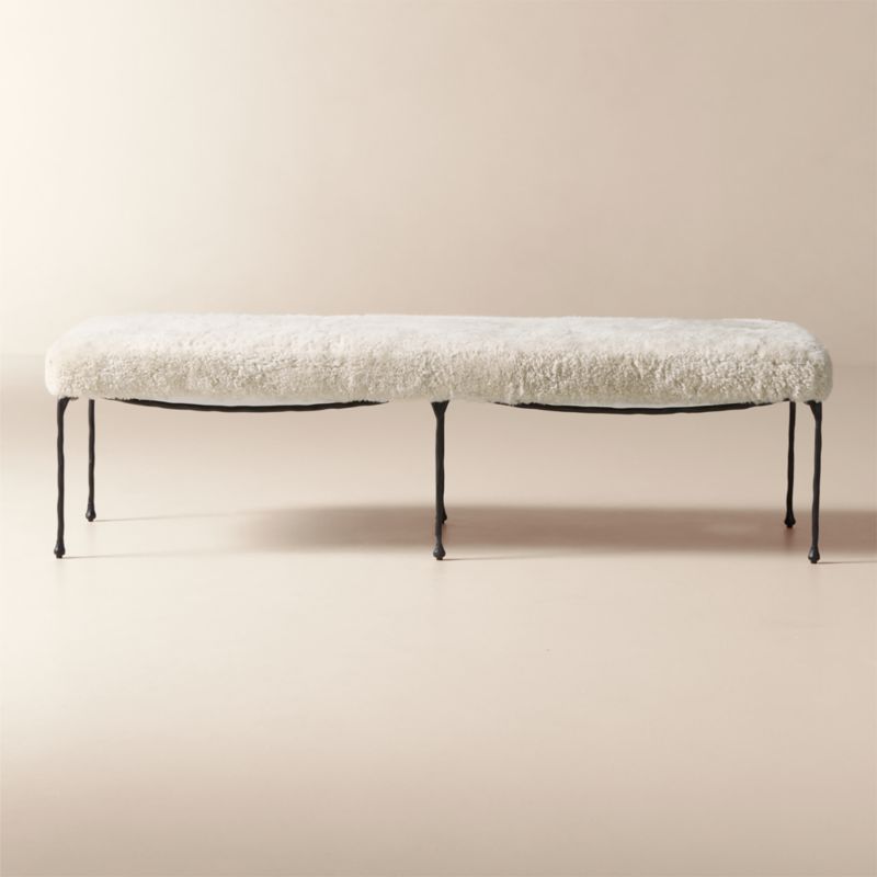 Journey 60" Cream Shearling Bench - image 0 of 7