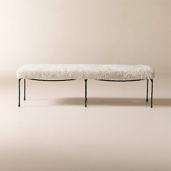 Journey 60" Cream Shearling Bench