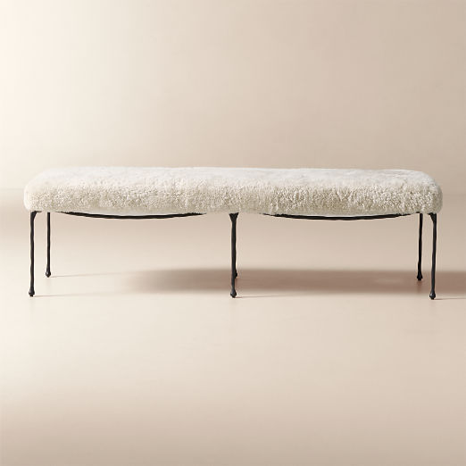 Journey 60" Cream Shearling Bench