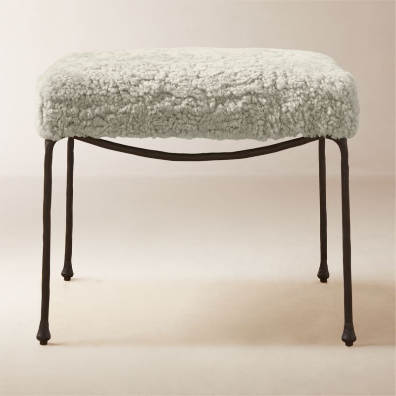 Journey Cream Shearling Stool - image 0 of 11