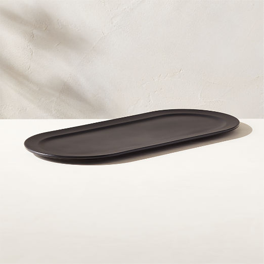 Jove Rectangular Black Melamine Serving Platter