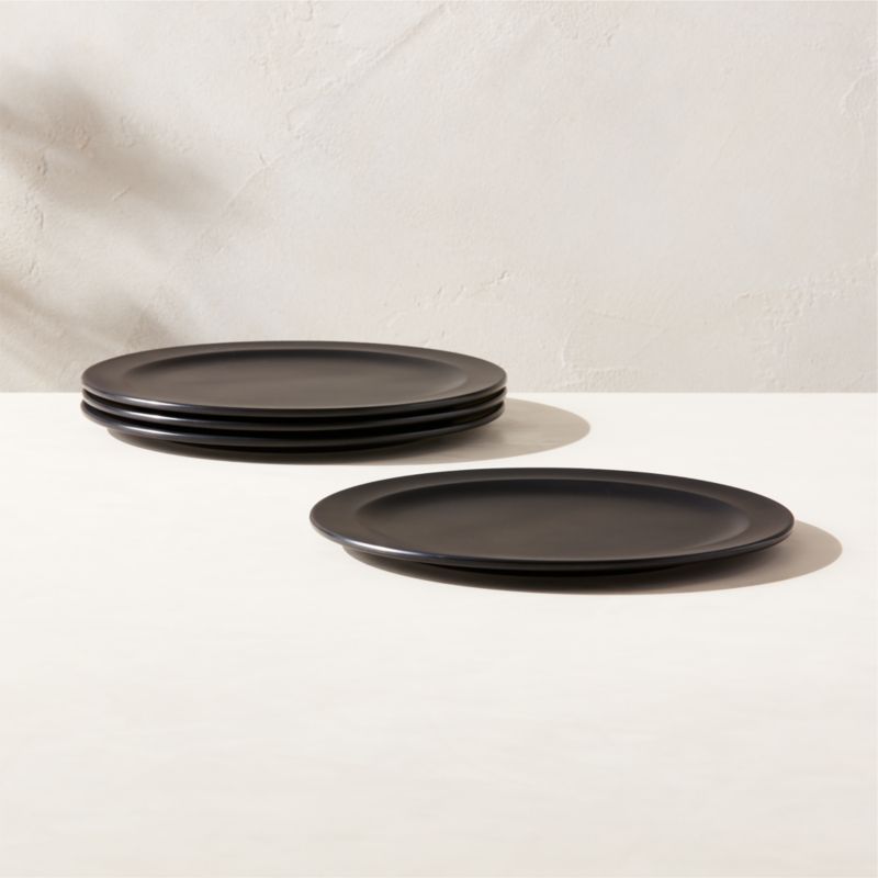 Jove Black Melamine Dinner Plates Set of 4 - image 0 of 2