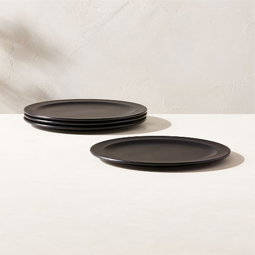 Jove Black Melamine Dinner Plates Set of 4