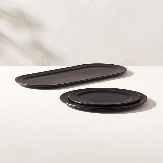 Jove Rectangular Black Melamine Serving Platter