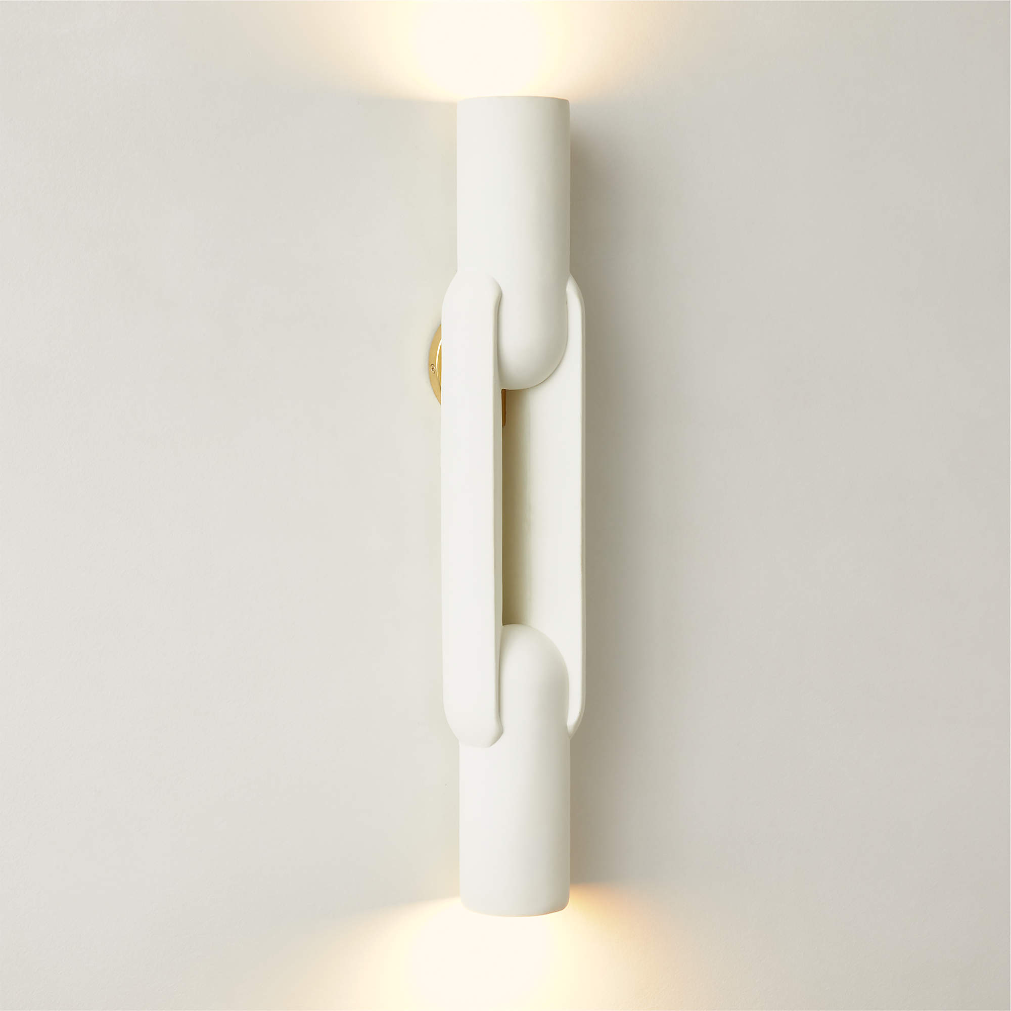 Jumeau White Concrete Modern Wall Sconce Light + Reviews CB2 Canada