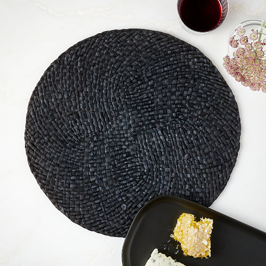 June Woven Black Round Placemat