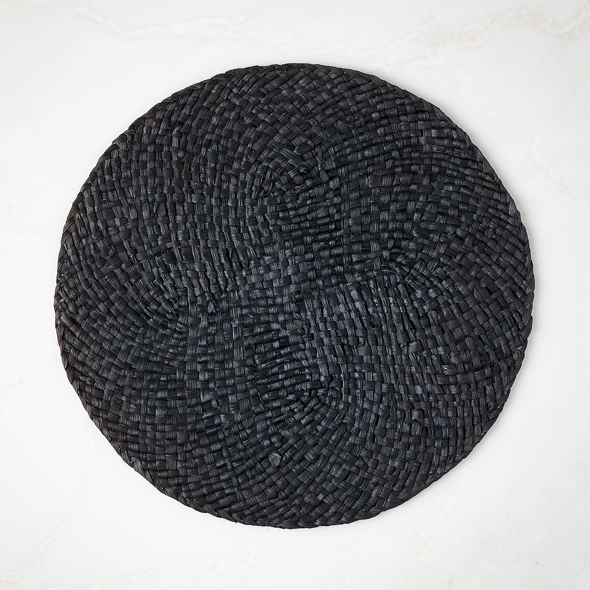 June Modern Woven Black Round Placemat Reviews CB2   June Woven Black Round Placemat 