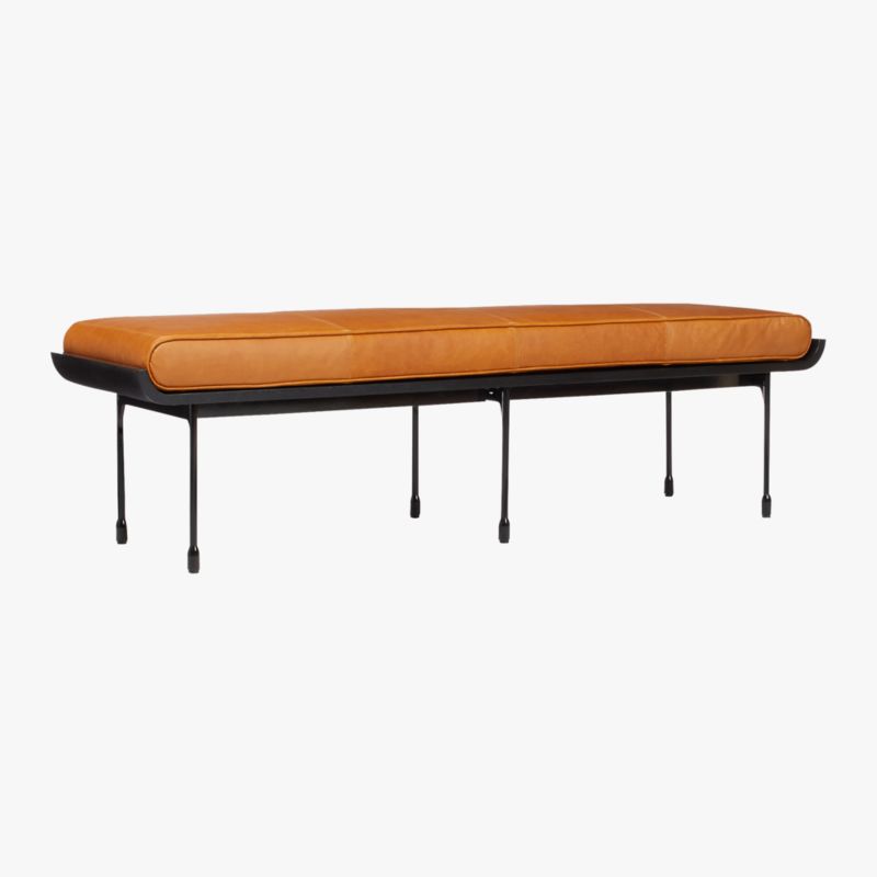 Juneau 67" Brown Leather and Metal Bench - image 5 of 8