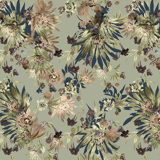 Jungle Bloom Green Wallpaper