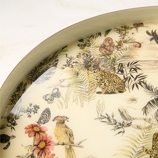 Jungle Print Round Serving Tray