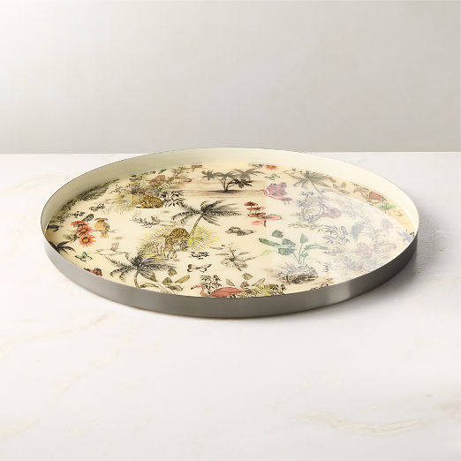 Jungle Print Round Serving Tray