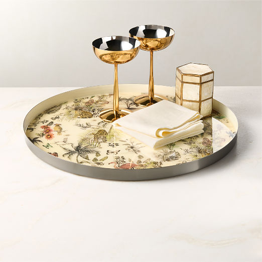 Jungle Print Round Serving Tray
