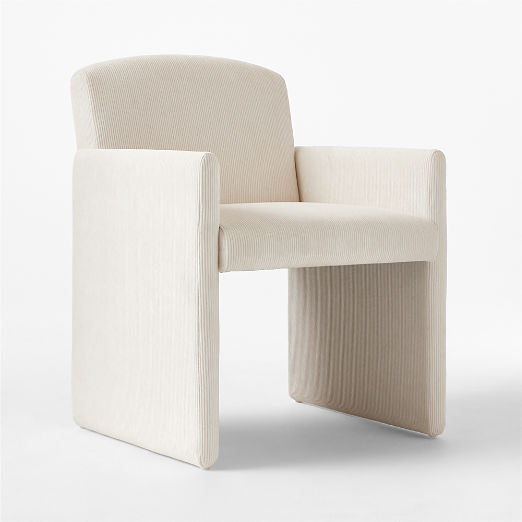 Justine Warm White Corduroy Upholstered Dining Armchair