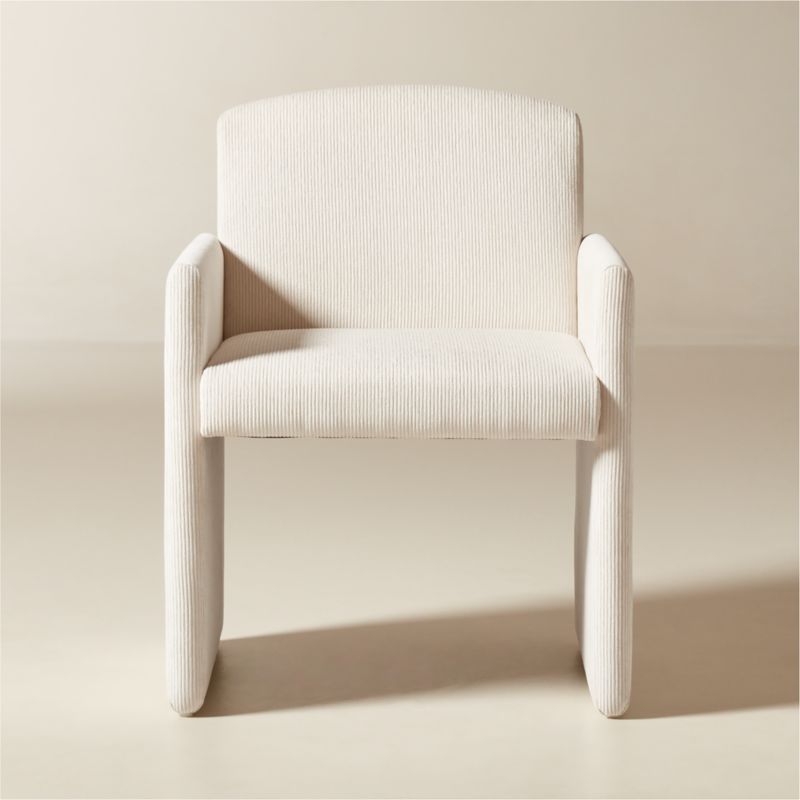 Justine Warm White Corduroy Upholstered Dining Armchair Set of 4 - image 0 of 9