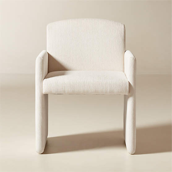 Justine Warm White Corduroy Upholstered Dining Armchair