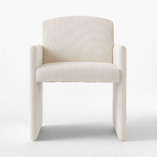 Justine Warm White Corduroy Upholstered Dining Armchair