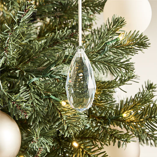 Jewel Clear Glass Drop Christmas Tree Ornament