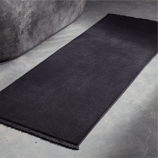 Kindred Organic Cotton Black Bath Runner Rug 24"x60" by Kravitz Design