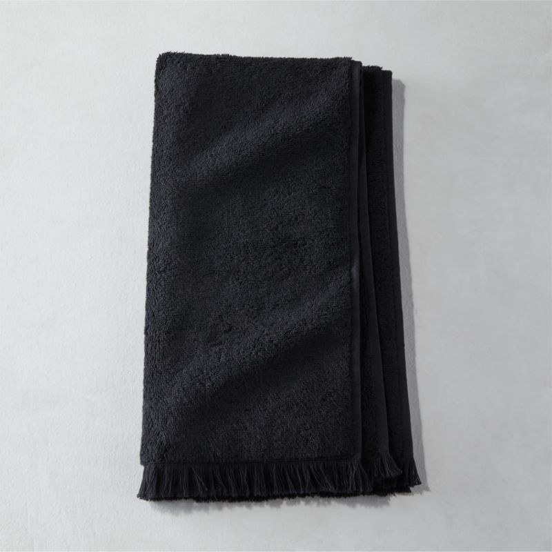 Brooks Ribbed Organic Cotton Black Hand Towel + Reviews