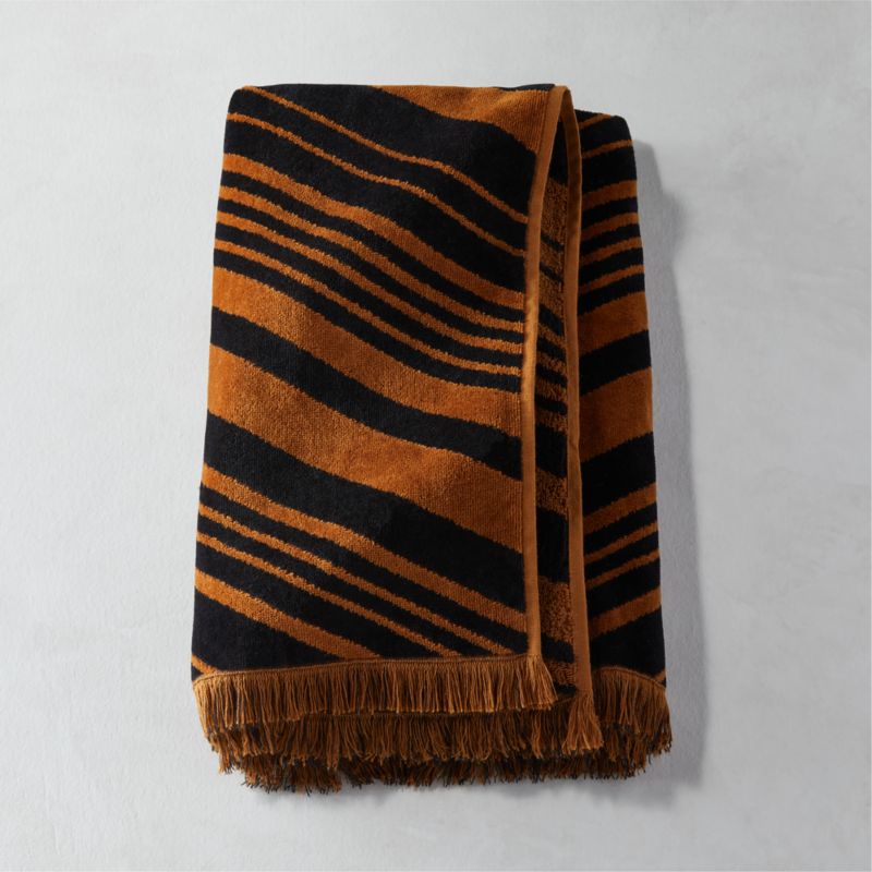 View Onca Organic Cotton Black and Tawny Bath Towel by Kravitz Design details